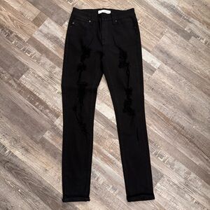 KanCan Black Distressed Skinny Jeans Size 7/27 Stretch Denim new without tags